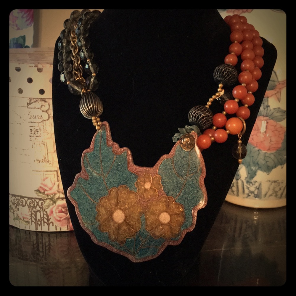 Vintage, Signed Hand Crafted Statement Necklace. - image 1